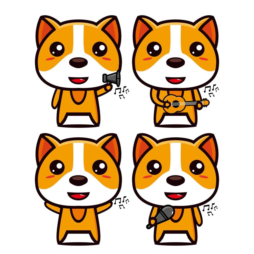 set collectie van schattige hond mascotte ontwerp. geïsoleerd op een witte achtergrond. schattig karakter mascotte logo idee bundel concept vector