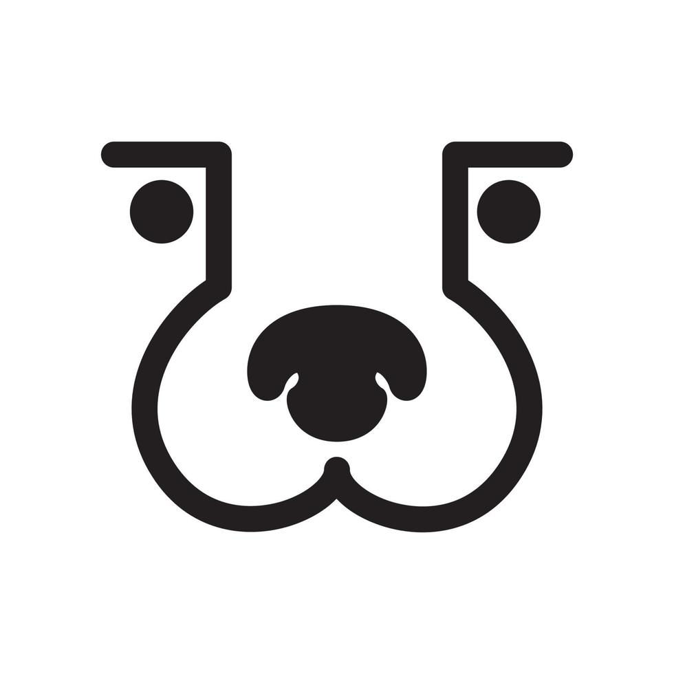 lijn gezicht hond met bot vorm logo ontwerp, vector grafisch symbool pictogram illustratie creatief idee