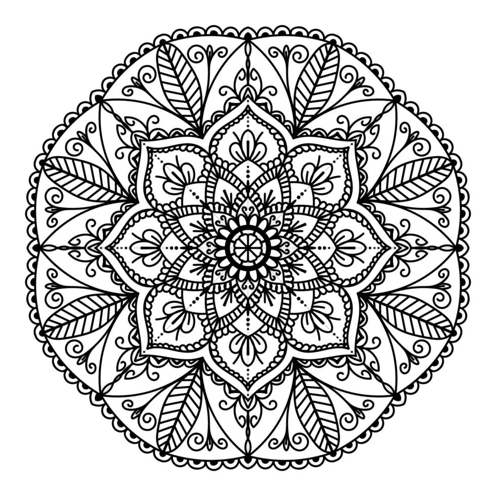 etnische mandala in zwart-wit tribal ornament. vectorillustratie geïsoleerd op een witte achtergrond. ontwerpelement voor kerstkaarten, achtergrond en sites. islam, arabisch, indische motieven. vector