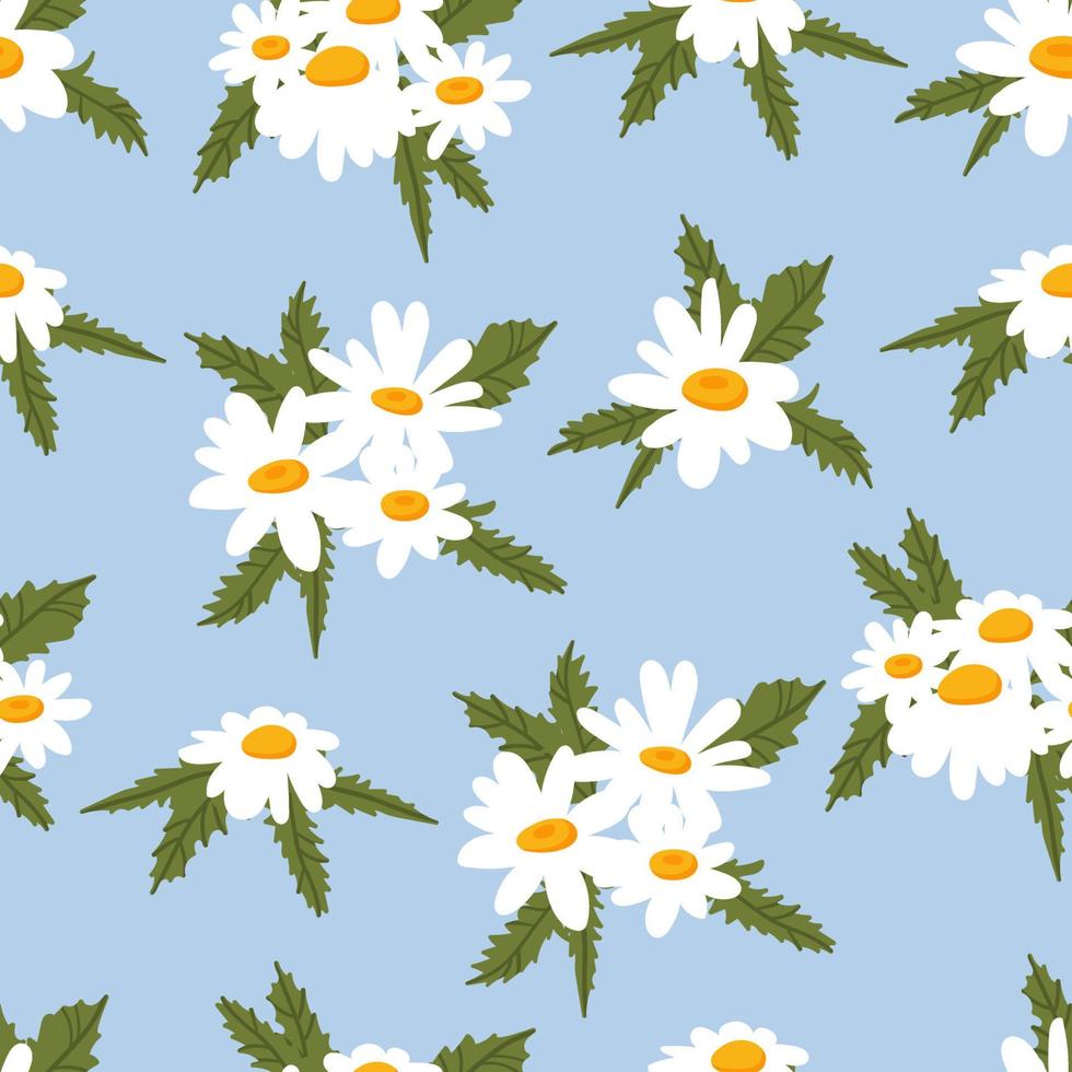 madeliefje kamille vector naadloze patroon. mooie bloemen zomer achtergrond in kleine bloemen. het elegante sjabloon voor modeprints. handgetekende ontwerp voor papier, omslag, stof, interieur.