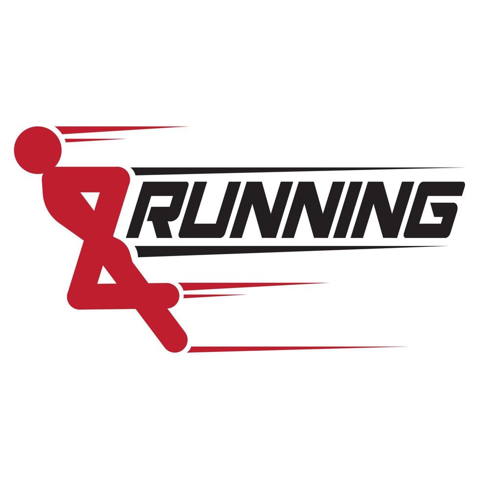 running logo conceptontwerp met stickman, sjabloon, vector