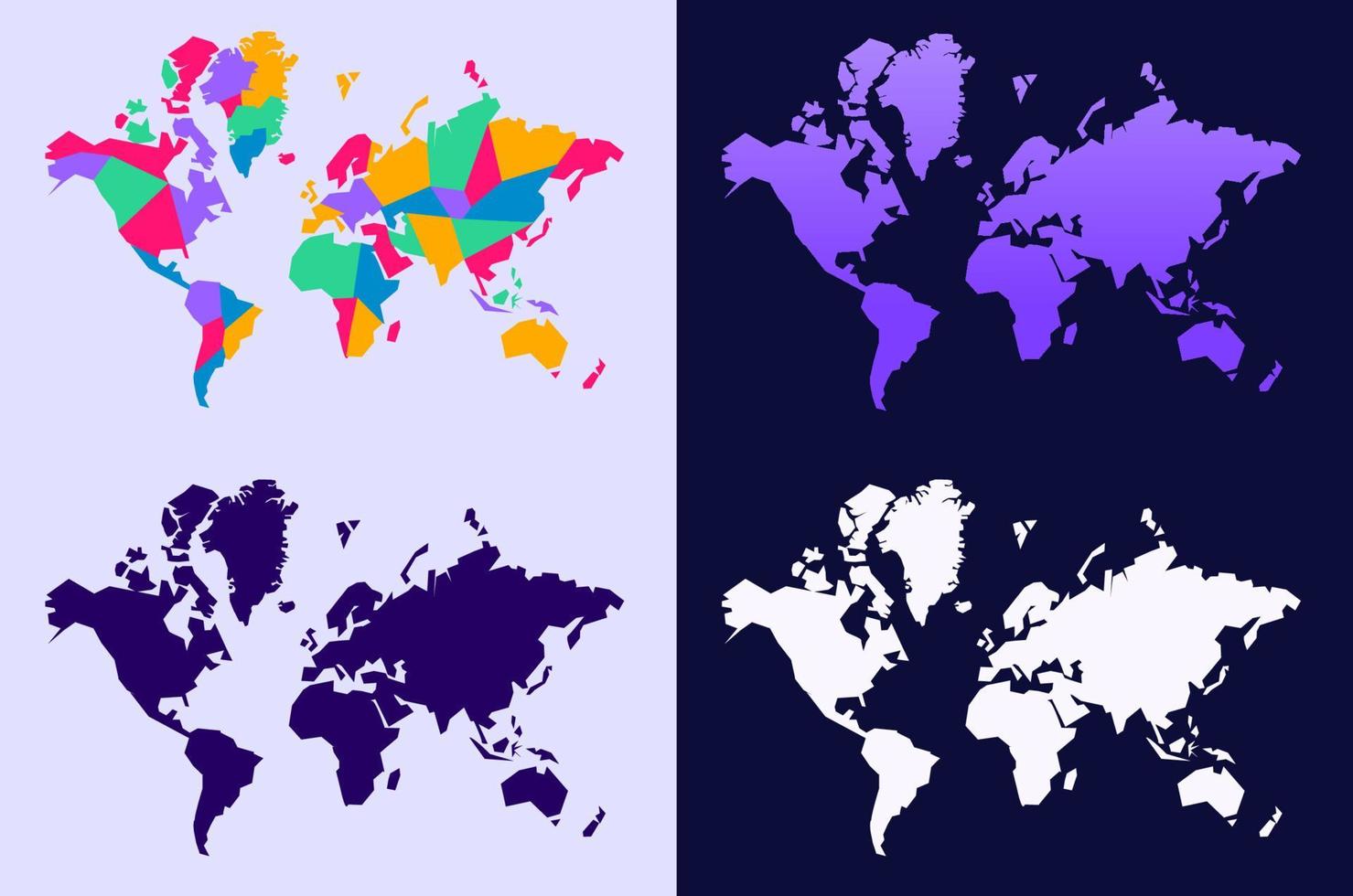 wereldkaart poly lage stijl met mooie kleur en verloop voor reiszaken of onderwijs vector