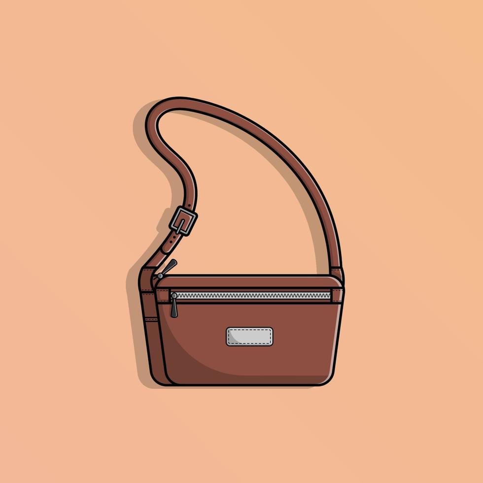 lederen sling bag, vector illustratie eps.10