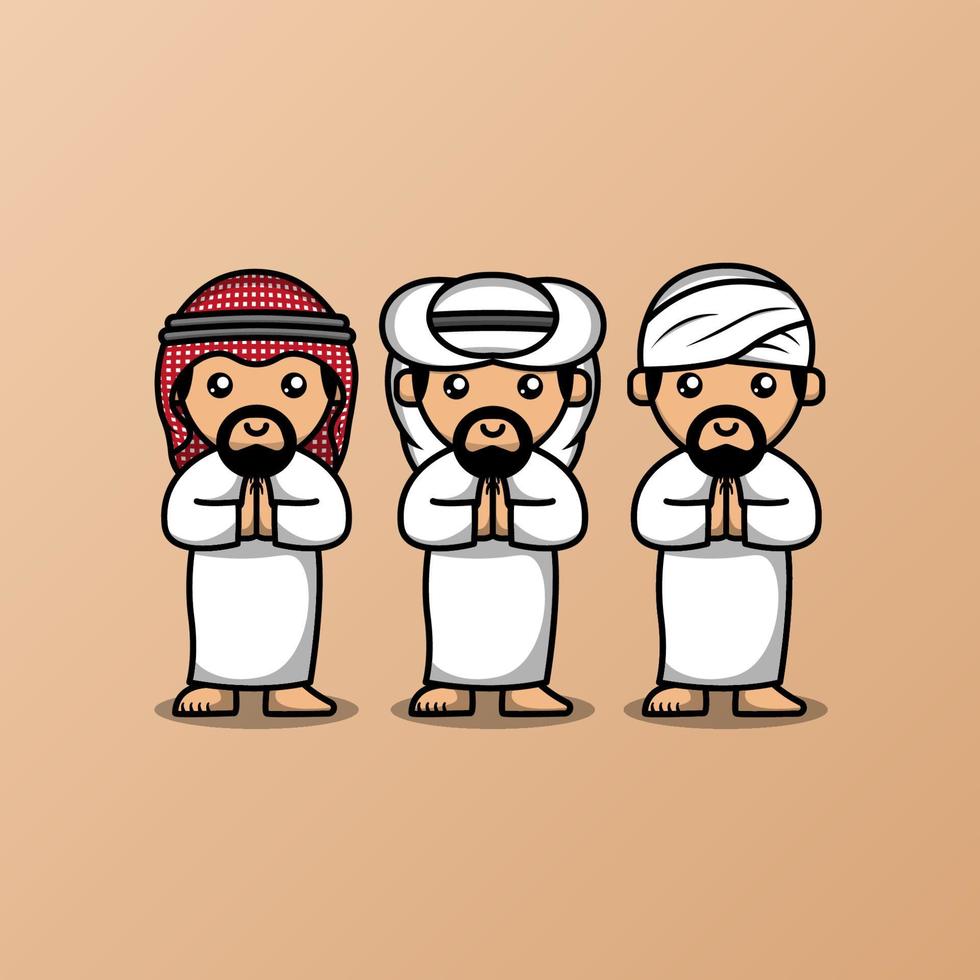 schattige arabische man karakter collectie vectorillustratie vector