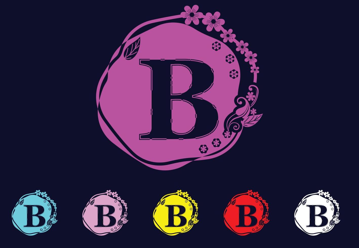 letter b met bloemlogo en pictogram grafisch ontwerpsjabloon vector