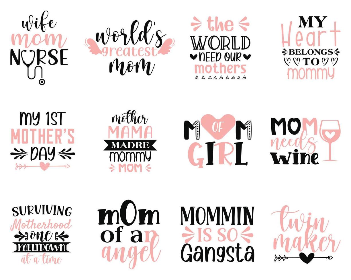 set van moederdag hand belettering citaten vector