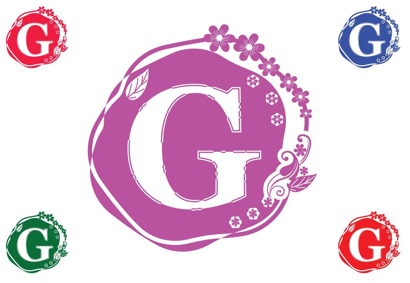 letter g met bloemlogo en pictogram grafisch ontwerpsjabloon vector