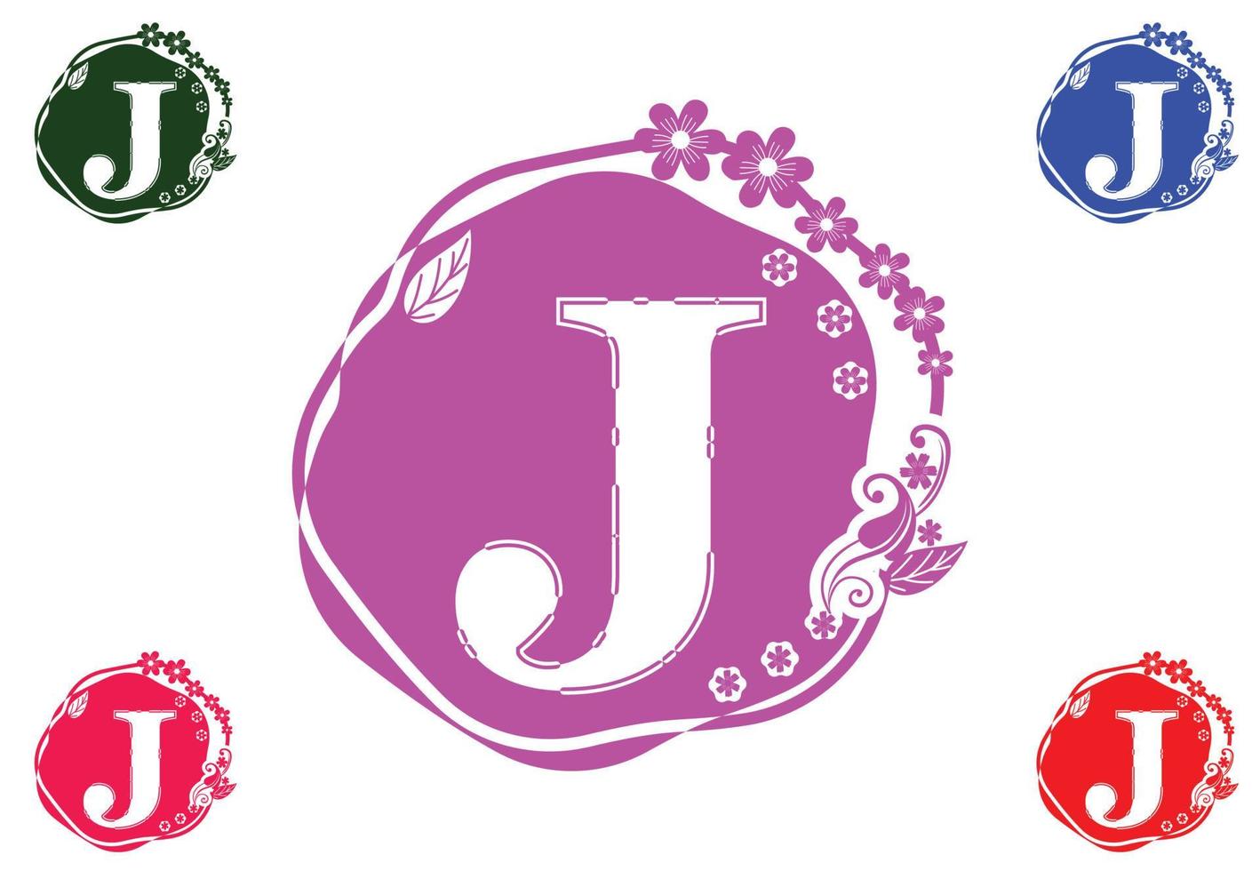 letter j met bloemlogo en pictogram grafisch ontwerpsjabloon vector