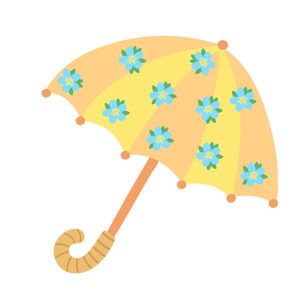 kleurrijke paraplu versierd met blauwe vergeet-mij-niet bloemen vectorillustratie, vlakke stijl design vector