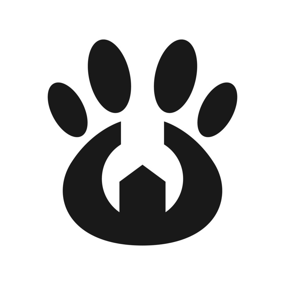 moersleutel met voet huisdier logo ontwerp, vector grafisch symbool pictogram illustratie creatief idee