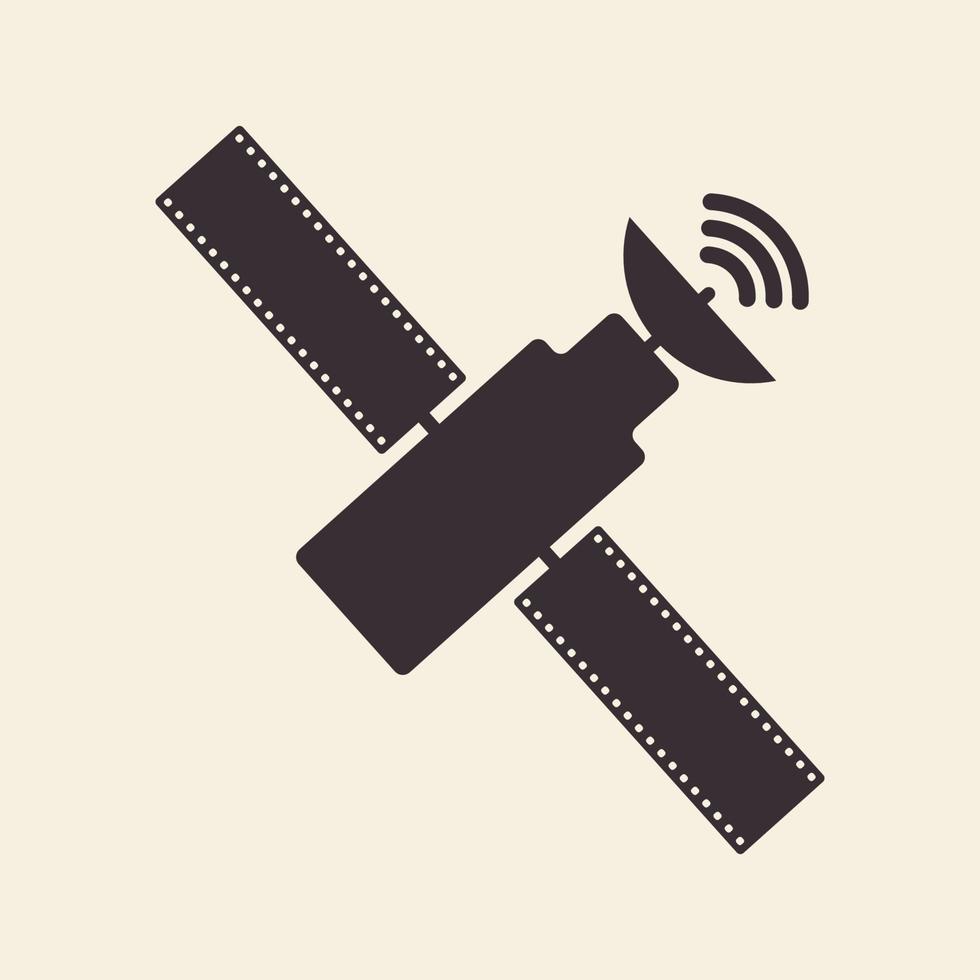 satelliet met film bioscoop logo ontwerp vector pictogram symbool grafische afbeelding