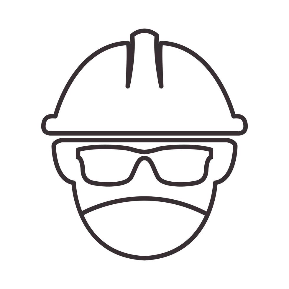 hoofd lijnen bouwvakker met masker logo symbool vector pictogram illustratie grafisch ontwerp