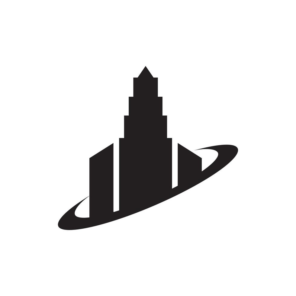 silhouet geïsoleerd wolkenkrabber logo ontwerp, vector grafisch symbool pictogram illustratie creatief idee