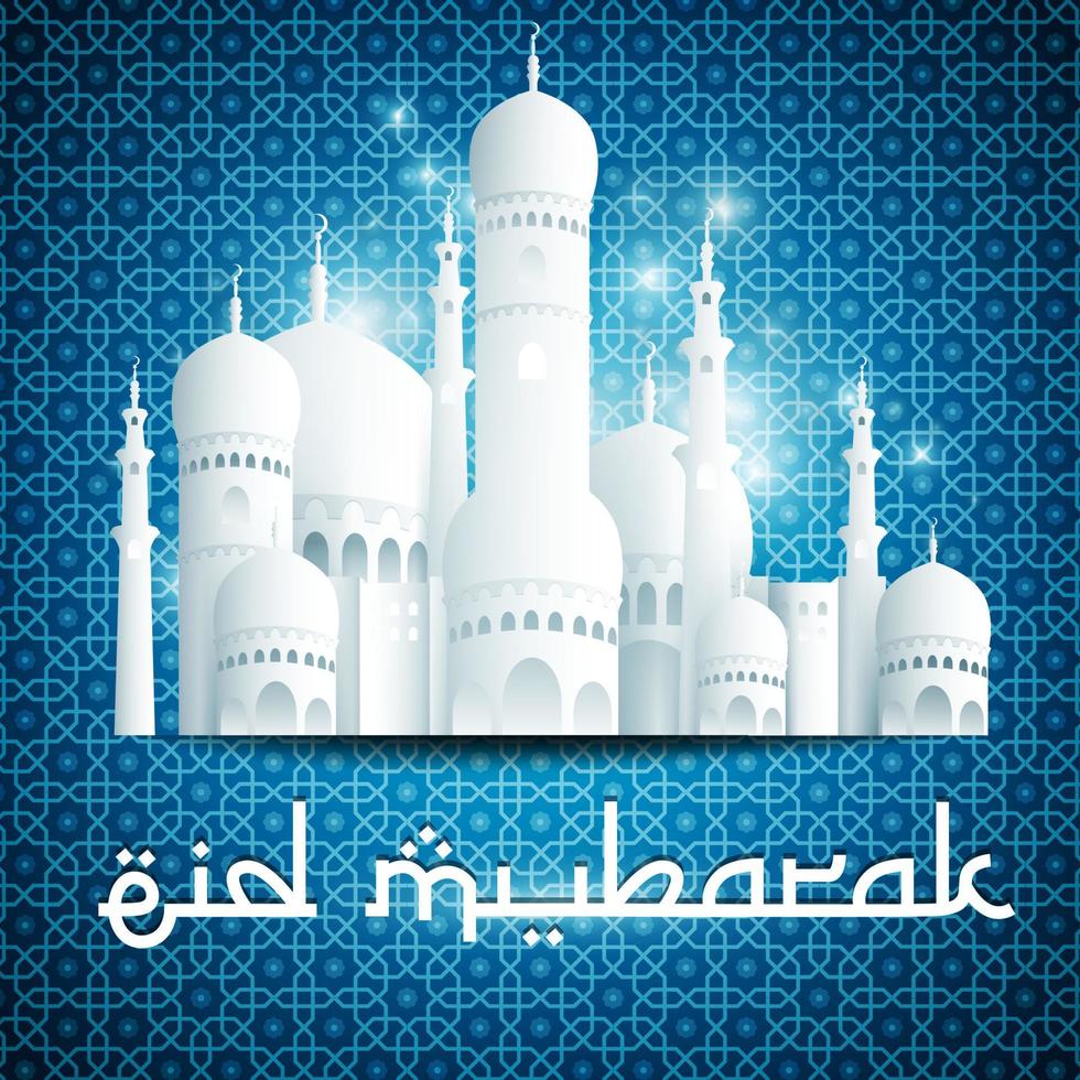 eid mubarak gelukkige eid achtergrond met moskee.vector vector