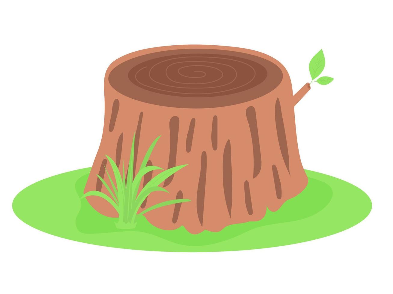 cartoon boomstronk met gras. bos symbool. vector