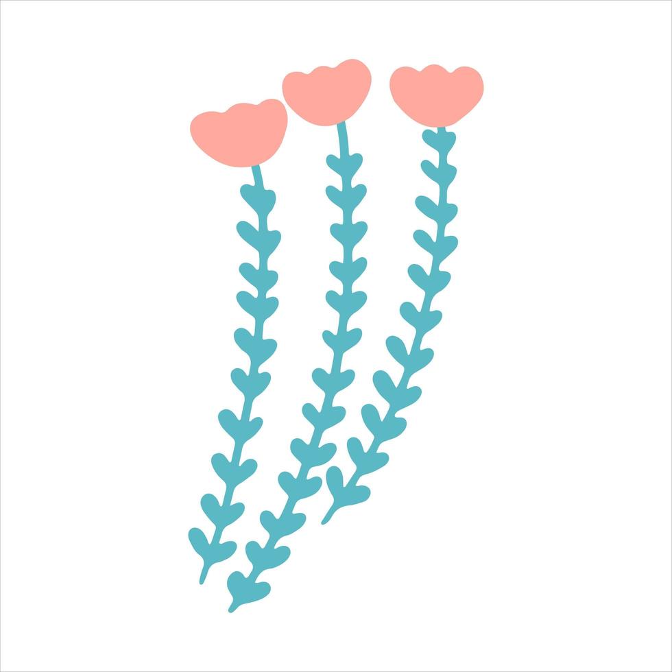 bloemenelement in doodle-stijl. vectorontwerp voor lente zomer uitnodiging, bruiloft, wenskaarten vector