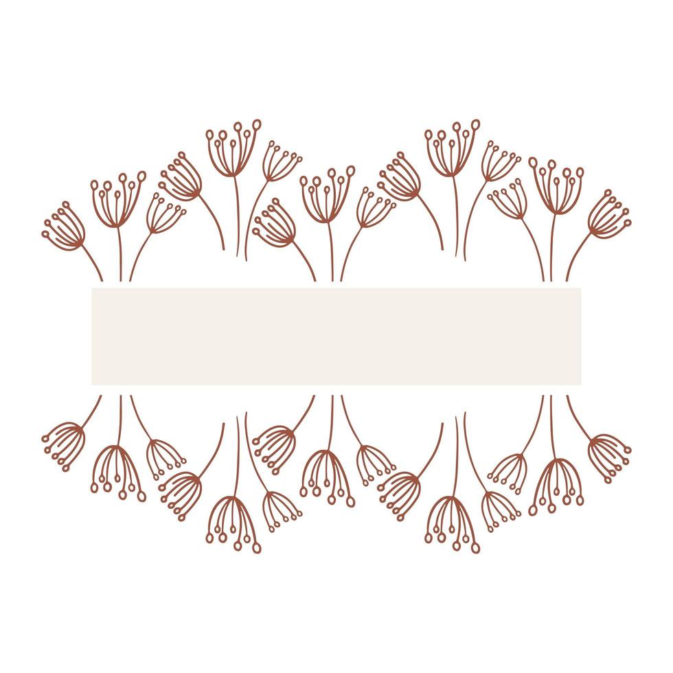 schattige bloemen plant blad in de hand getrokken doodle cartoon stijl. vector illustratie achtergrond sjabloon met tak voor kaart, tekst, uitnodiging