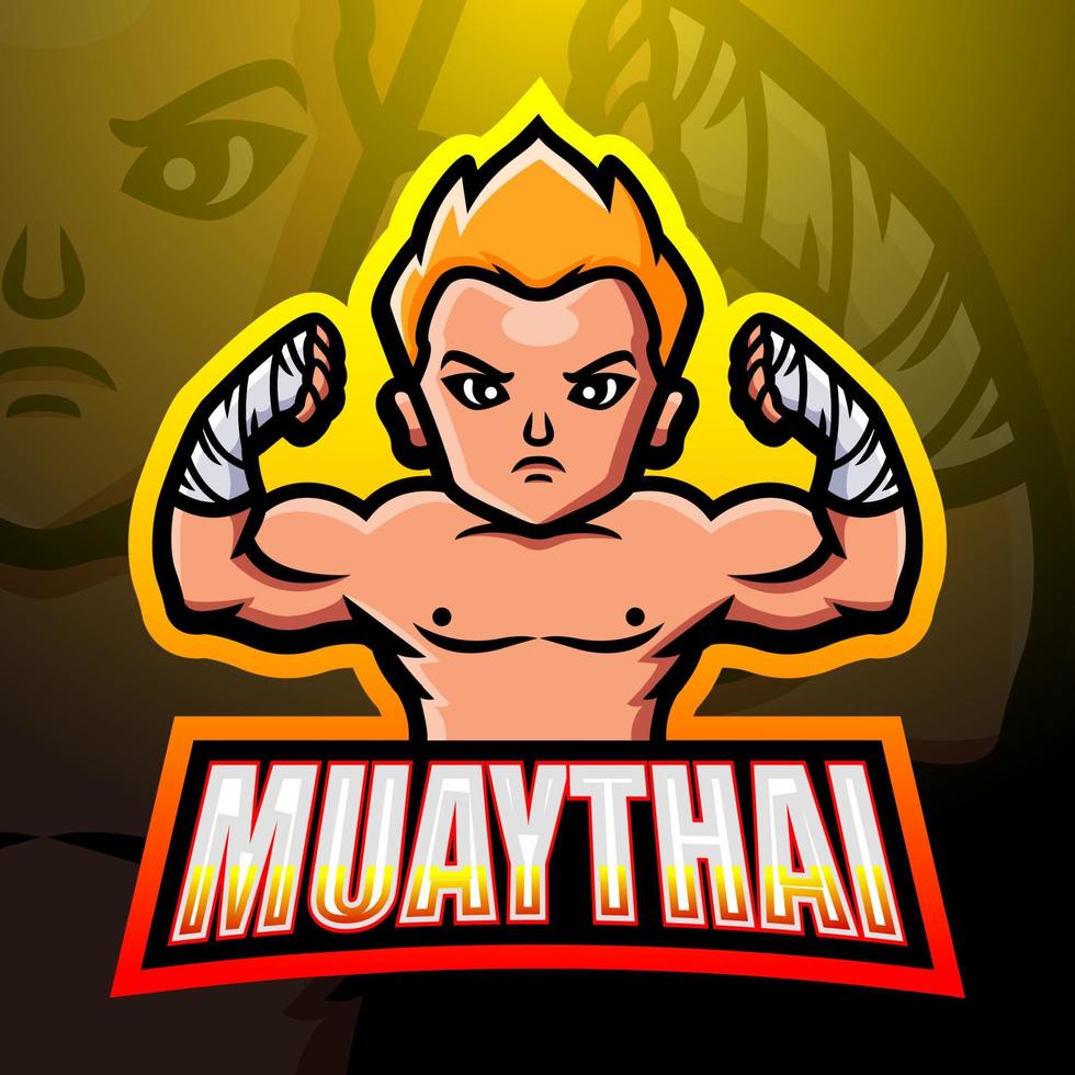 muaythai mascotte esport logo ontwerp vector