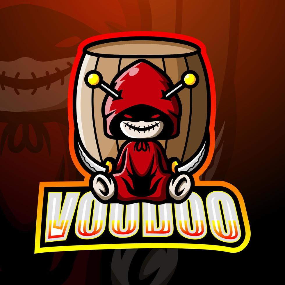 printvoodoo mascotte esport logo ontwerp vector