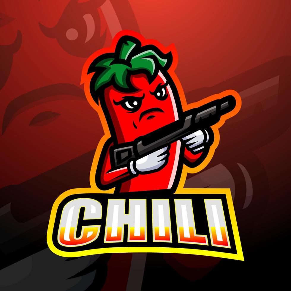 chili gunner mascotte esport logo ontwerp vector