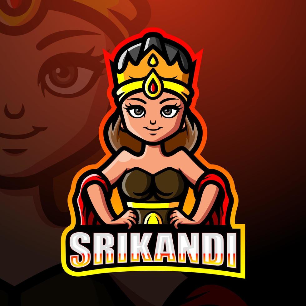 srikandi mascotte esport logo ontwerp vector