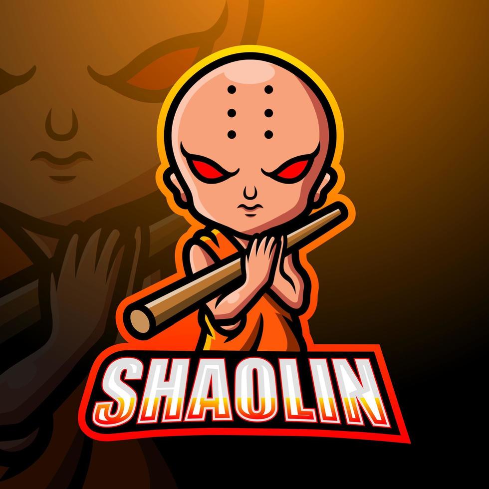 shaolin mascotte esport logo ontwerp vector