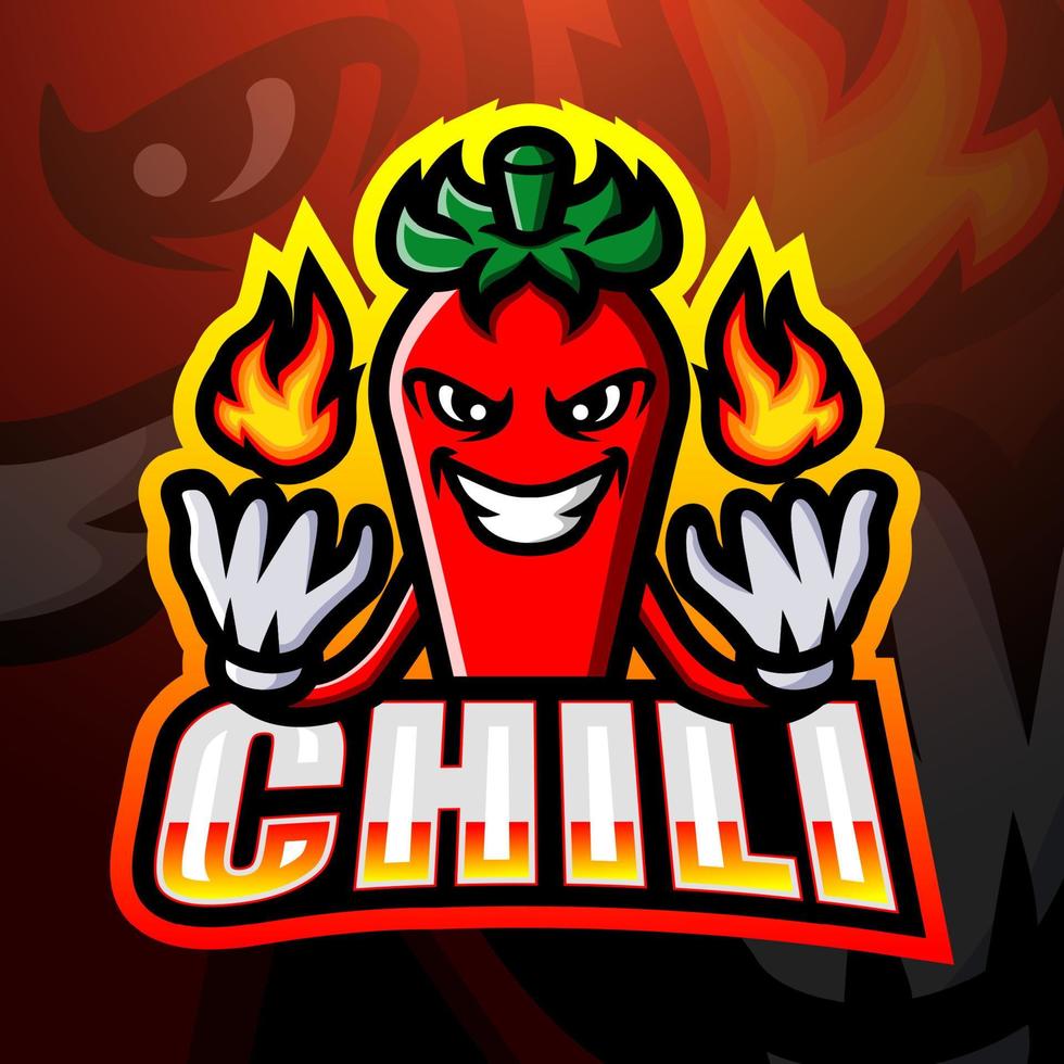 chili mascotte esport logo ontwerp vector