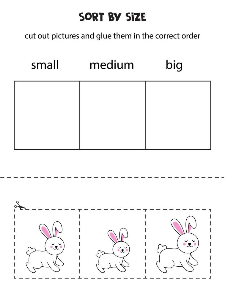 sorteer paashazen op maat. educatief werkblad voor kinderen. vector