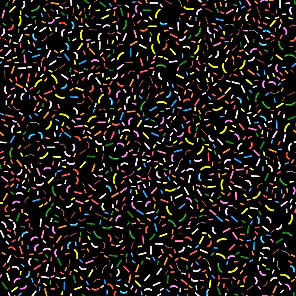 vector naadloze patroonillustratie met veelkleurige confetti op een zwarte achtergrond