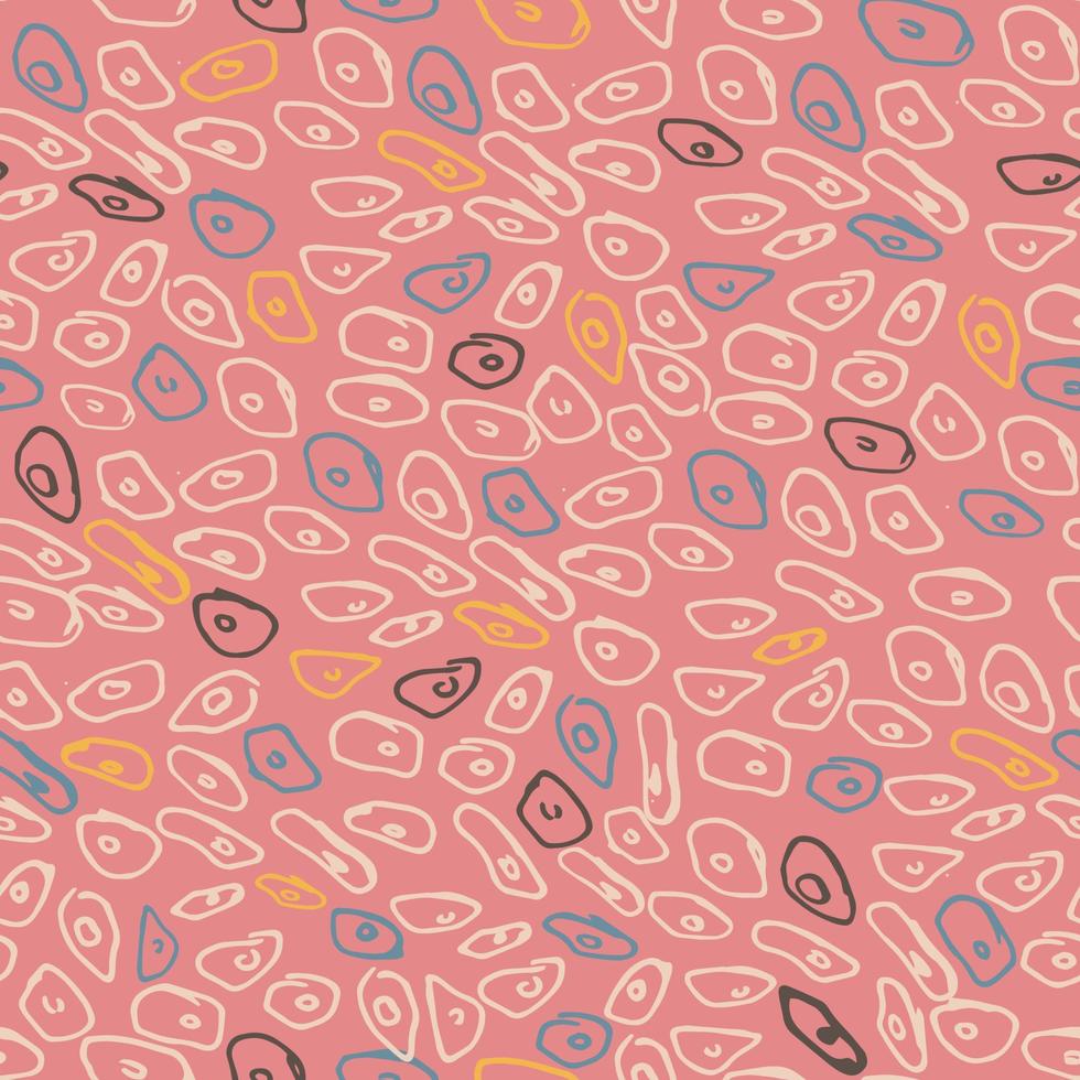 naadloos vectorpatroon met veelkleurige abstracte vormen, vlekken op roze achtergrond. textuur voor keramische tegels, wallpapers, cadeaus inpakken, textielprint, webachtergrond vector