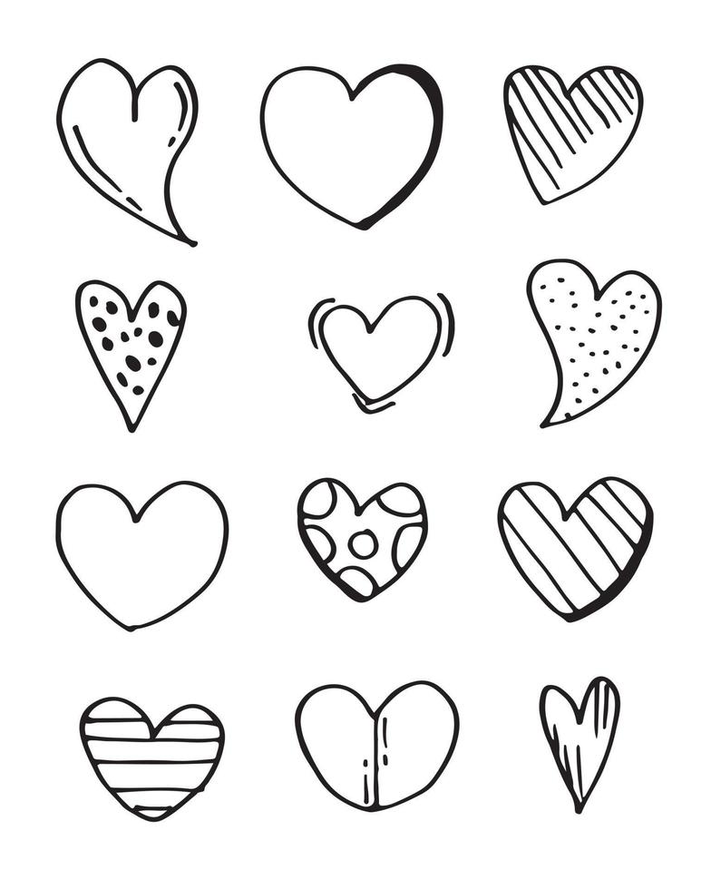doodle harten, hand getrokken liefde hart collection.vector afbeelding. vector