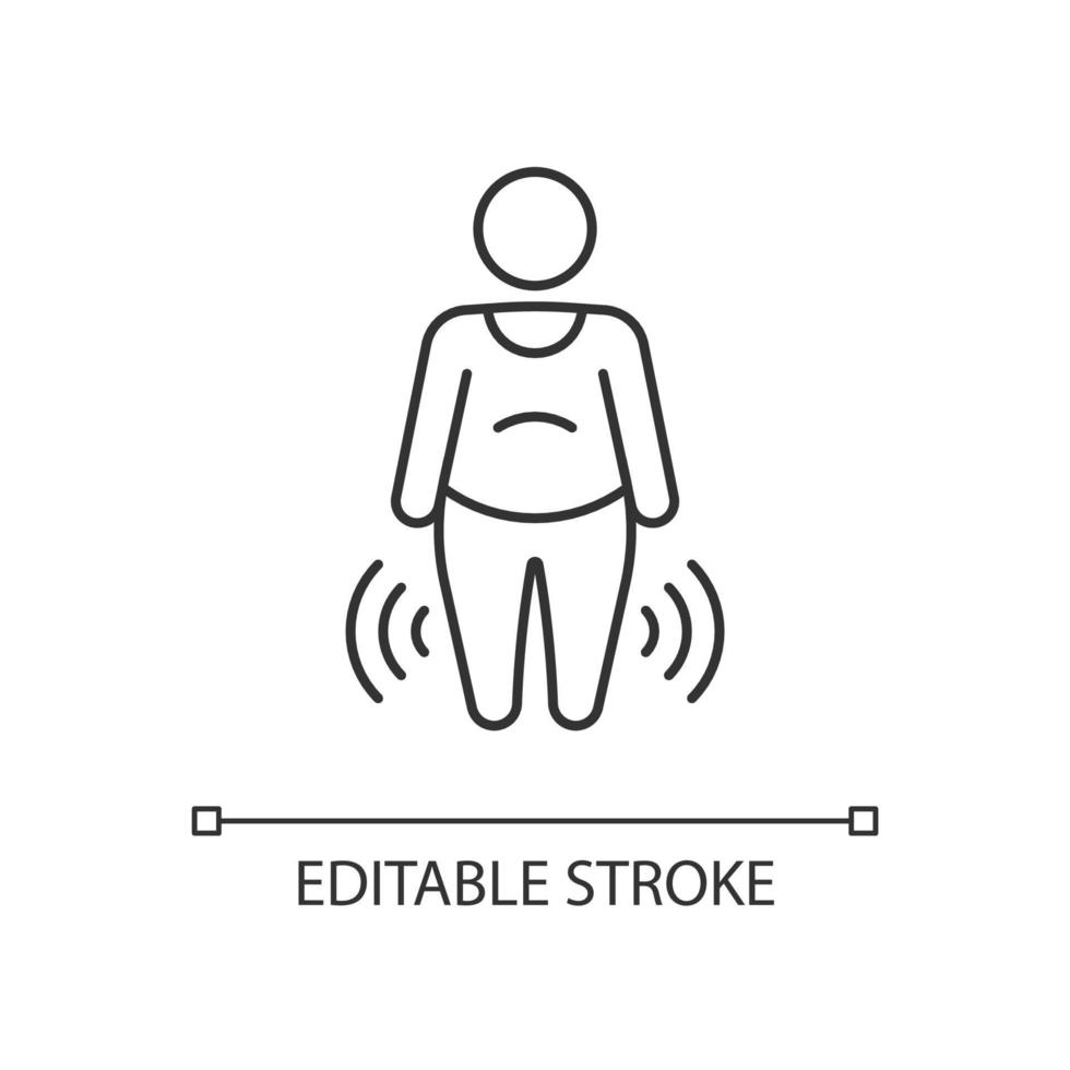 risicofactor gekoppeld aan obesitas lineair pictogram. verhoogd risico op artrose. gezamenlijke degeneratie. dunne lijn aanpasbare illustratie. contour symbool. vector geïsoleerde overzichtstekening. bewerkbare streek