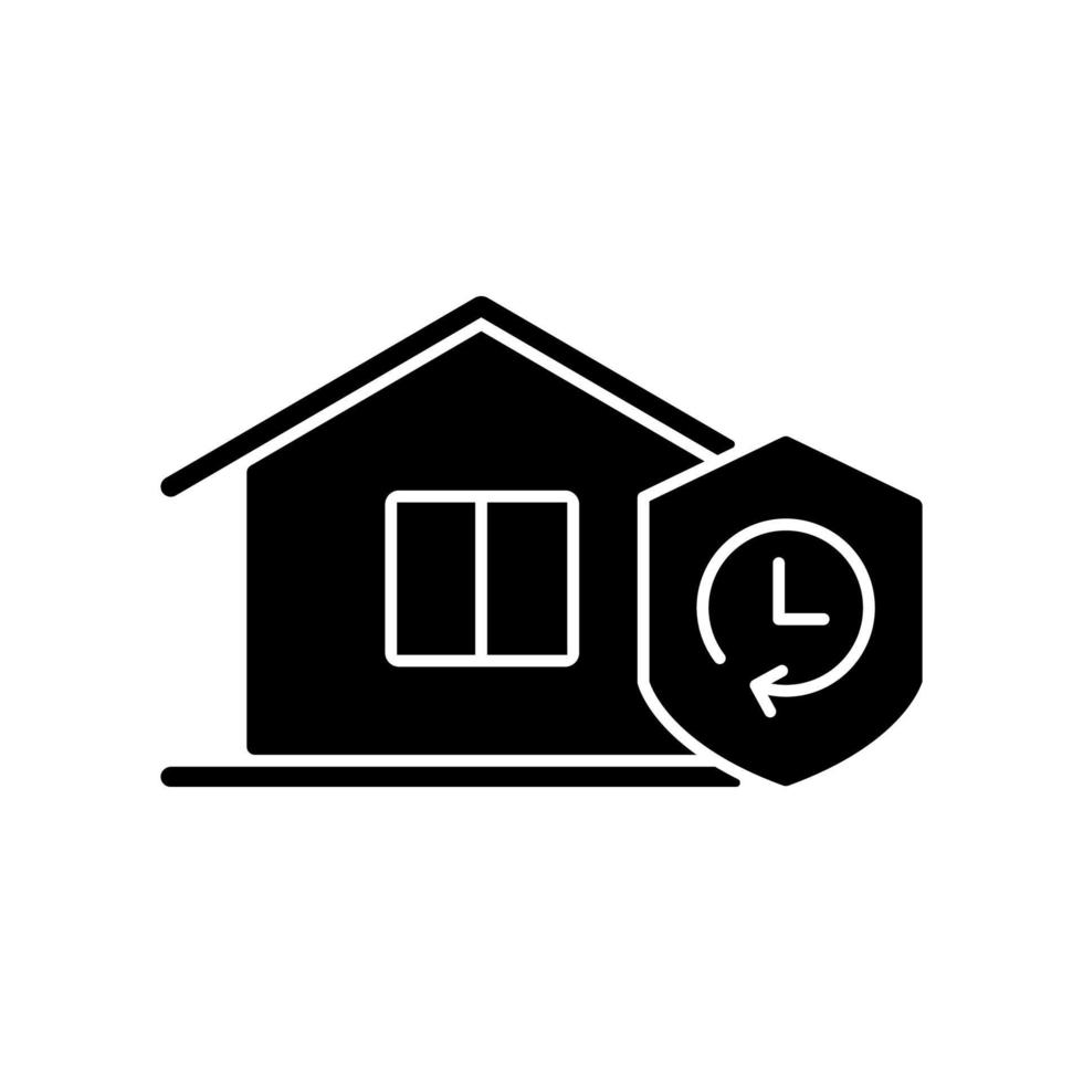 duurzaamheid zwart glyph-pictogram. betrouwbaarheid van bouwmaterialen. levensduur van het huis. weerstand tegen degradatie van componenten. silhouet symbool op witte ruimte. vector geïsoleerde illustratie