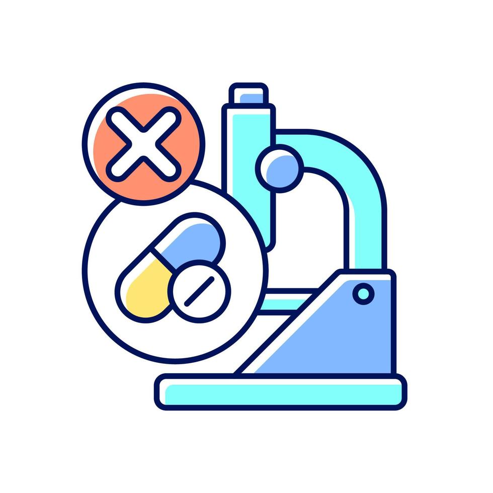 mislukt onderzoek rgb-kleurpictogram. tegenslag in klinische onderzoeken. onjuiste dosiskeuze. onverwachte nadelige resultaten. gebrek aan financiering en effectiviteit. geïsoleerde vectorillustratie. eenvoudige gevulde lijntekening vector