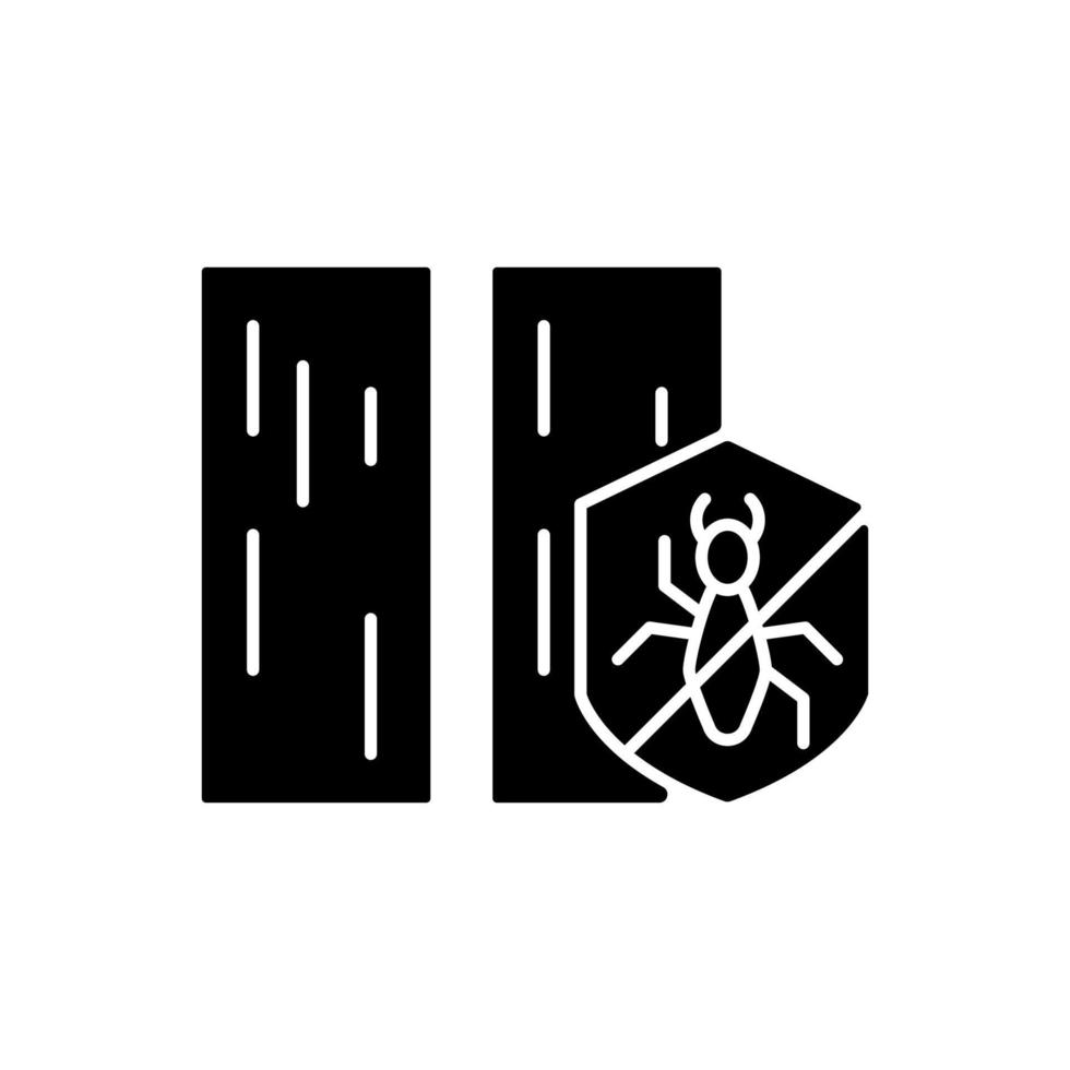 bescherming tegen termiet zwart glyph-pictogram. termietvrij bouwen. proces van woningbouw. gebruik van insectenwerende materialen. silhouet symbool op witte ruimte. vector geïsoleerde illustratie