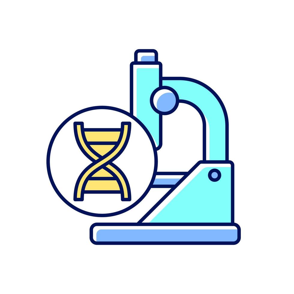 genetische proeven rgb kleur icoon. behandeling van genetische aandoeningen. mutaties in genen aan het licht brengen. dna-onderzoeken. ziektepreventie. chromosomale testen. geïsoleerde vectorillustratie. eenvoudige gevulde lijntekening vector