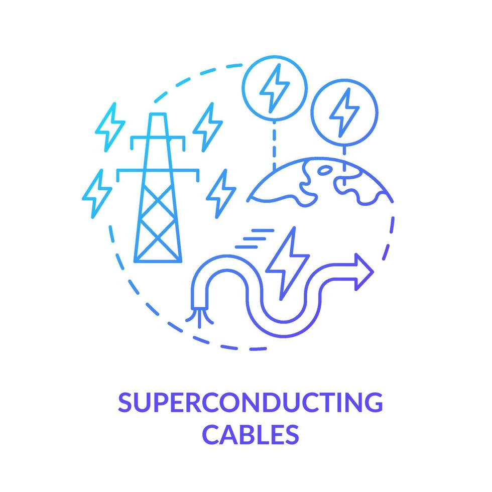 supergeleidende kabels blauwe gradiënt concept icoon. smart grid apparatuur component abstracte idee dunne lijn illustratie. geïsoleerde overzichtstekening. roboto-medium, talloze pro-bold lettertypen gebruikt vector