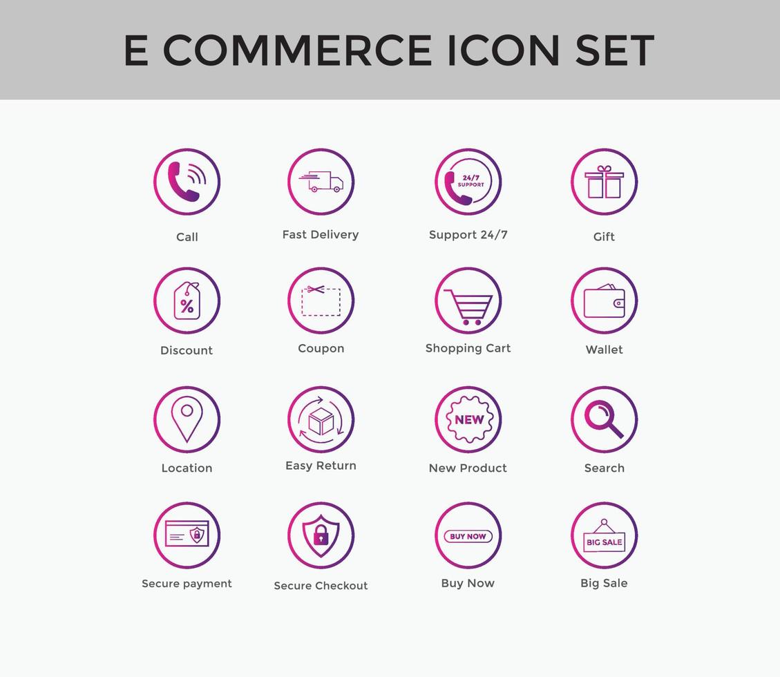 set van e-commerce eenvoudige pictogrammenset winkelwagentje kleurrijk, levering, beveiligde betaling, creditcard enz vector
