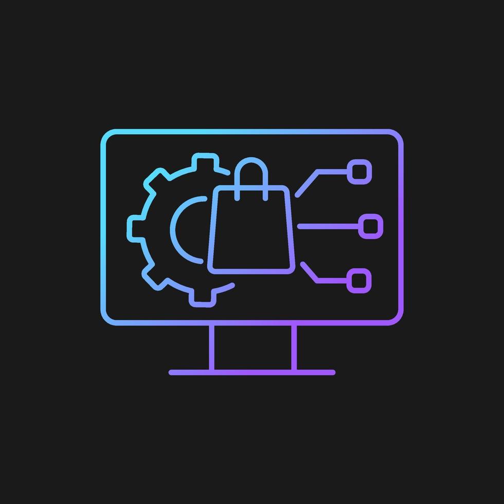 digitaal productbeheer verloop vectorpictogram voor donker thema. ontwikkeling van de productlevenscyclus. effectiviteit testen. dunne lijn kleur symbool. moderne stijlpictogram. vector geïsoleerde overzichtstekening