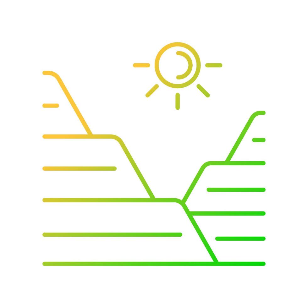 löss gradiënt lineaire vector pictogram. sediment landvorm. verwaaid stof en slibvorming. landtype berghelling. dunne lijn kleur symbool. moderne stijlpictogram. vector geïsoleerde overzichtstekening