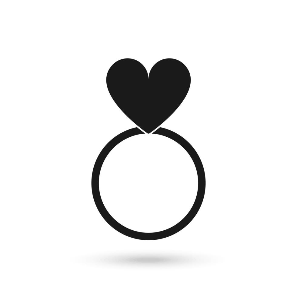 Valentijnsdag hart ring plat pictogram vector