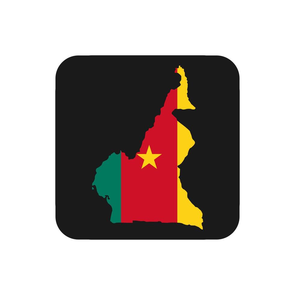 Kameroen kaart silhouet met vlag op zwarte achtergrond vector