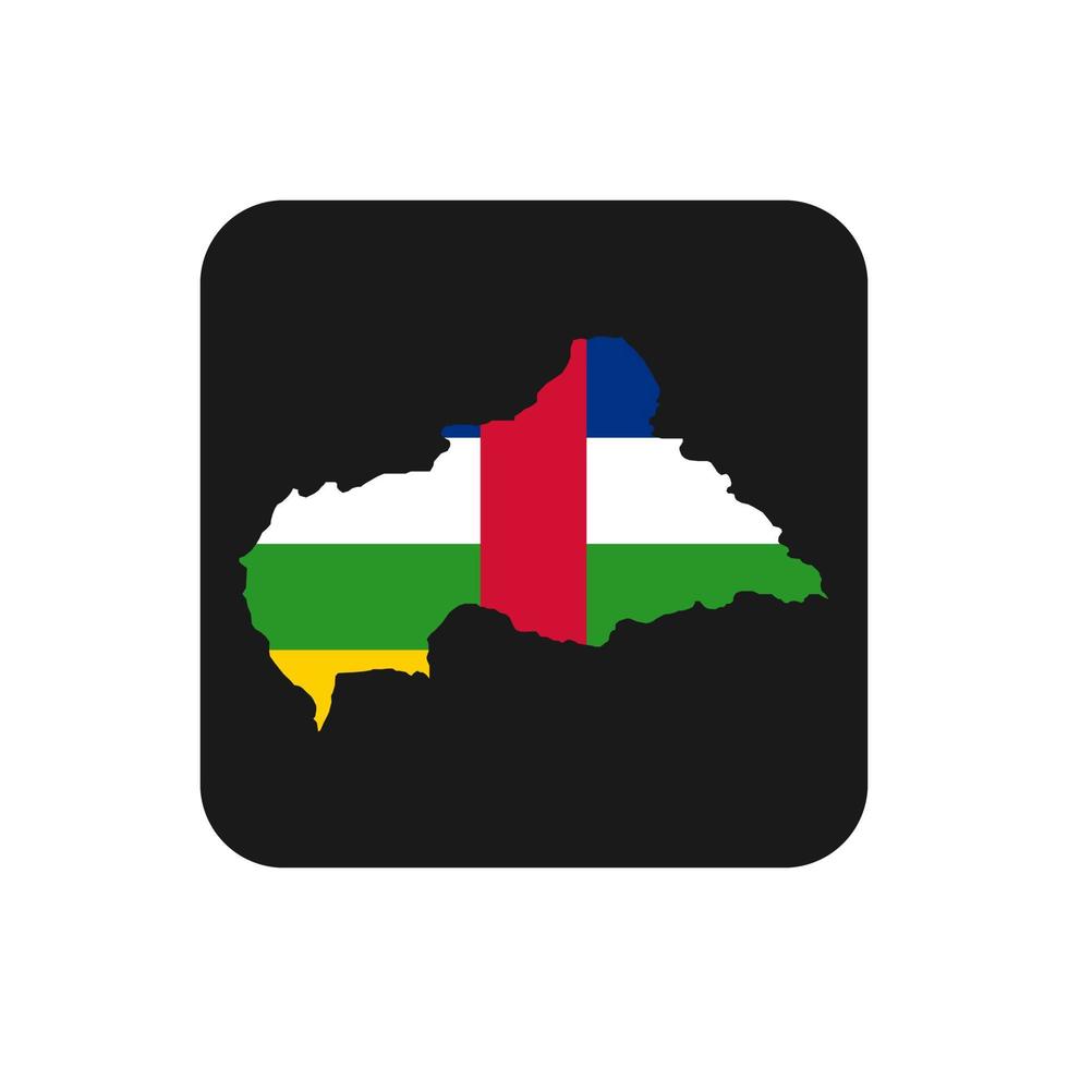 Centraal-Afrikaanse Republiek kaart silhouet met vlag op zwarte achtergrond vector