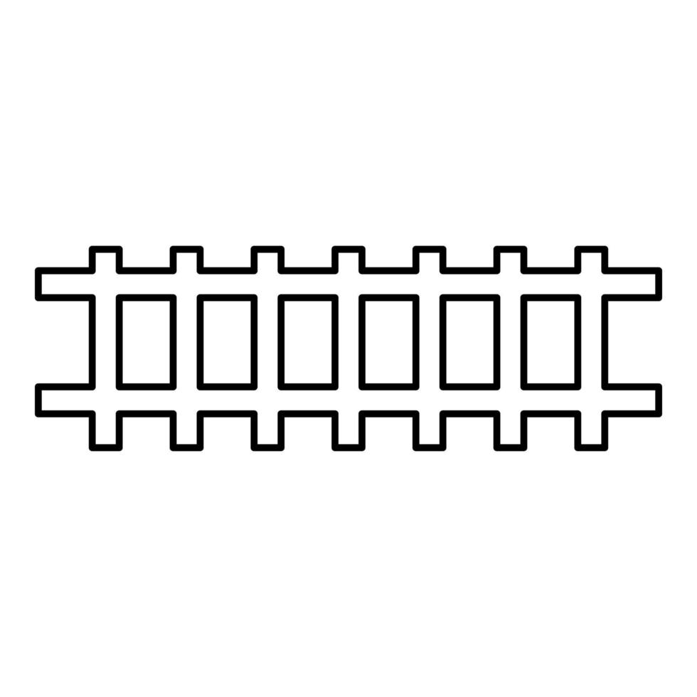 spoor rails spoorweg spoorweg trein spoor contour overzicht lijn pictogram zwarte kleur vector illustratie afbeelding dun plat stijl