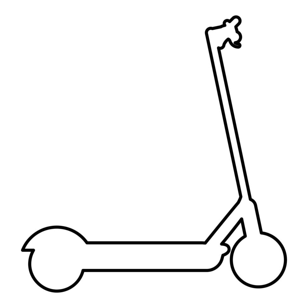 scooter elektrisch moderne technologie kick eco vervoer voor stad trotinette contour overzicht lijn pictogram zwarte kleur vector illustratie afbeelding dun plat stijl