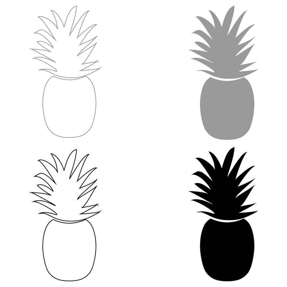 ananas de set zwart grijze kleur icoon vector