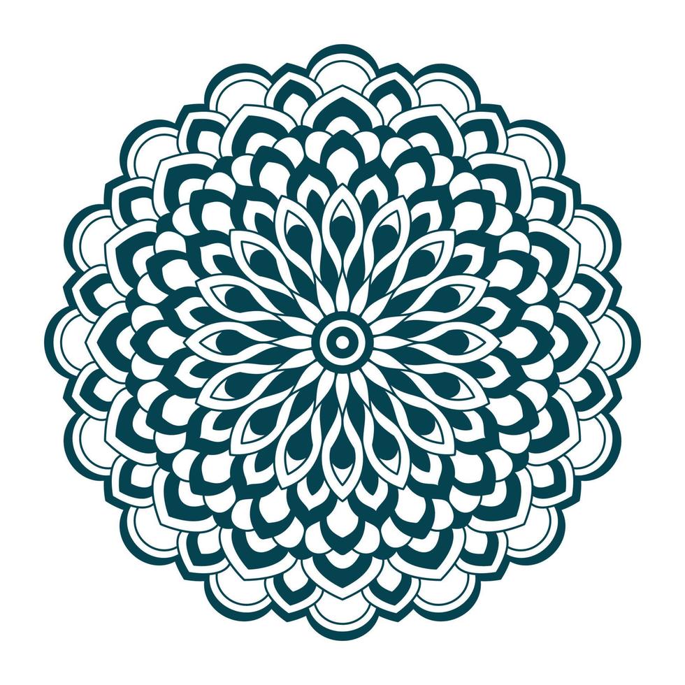 mandala lijn vector. een symmetrisch groen rond monochroom ornament vector