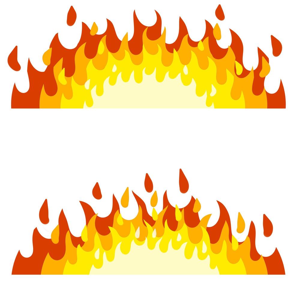 rode vlam ingesteld. vuur element. een deel van het vreugdevuur met de hitte. cartoon vlakke afbeelding. het beroep van brandweerman. gevaarlijke situatie. vector
