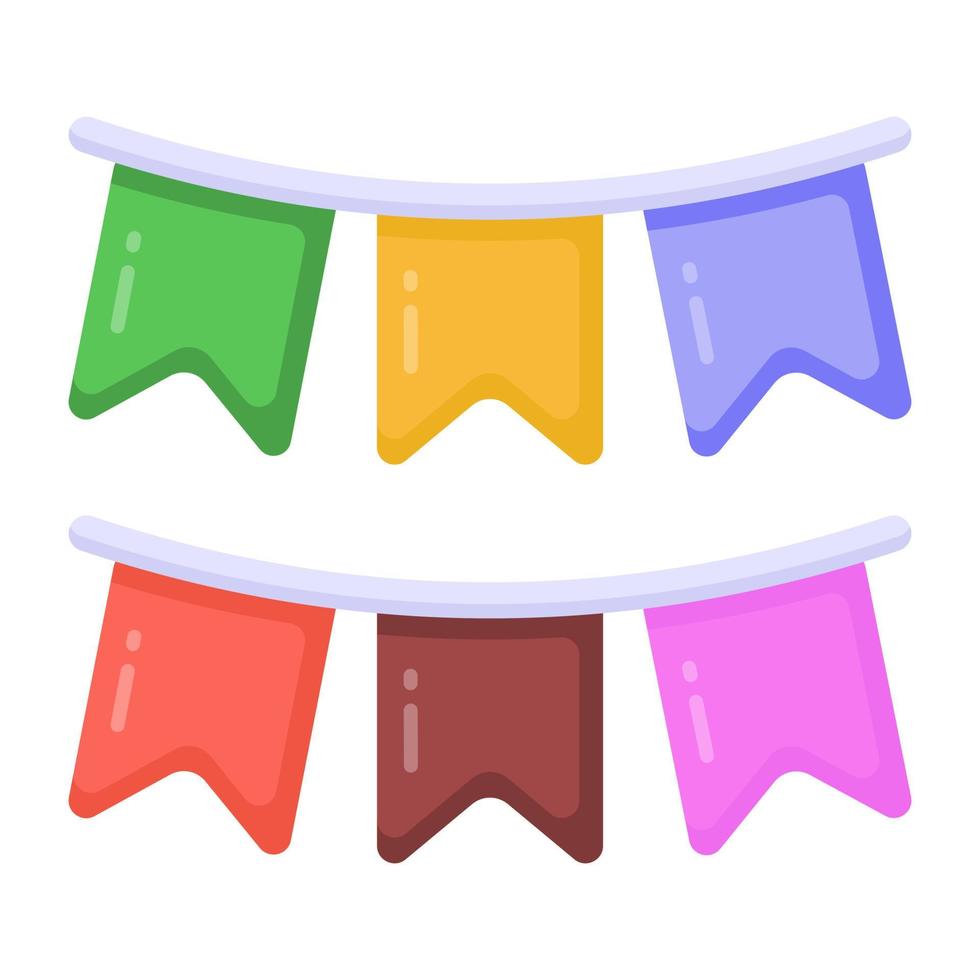 kleurrijke gorzen voor feestdecoraties, slingers plat pictogram vector