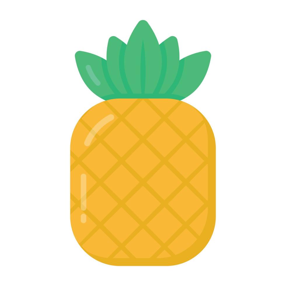 ananas in plat stijlicoon, gezond en biologisch voedsel vector